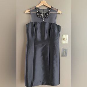 Ricky Freeman Teri Jon Silk Blend Sleeveless Cocktail Dress with Beaded Bow